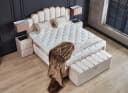 abc bedding Boxspringbett JAZZLYN Beige Samt Voll-orthopädisch mit Bettkasten Bild 4