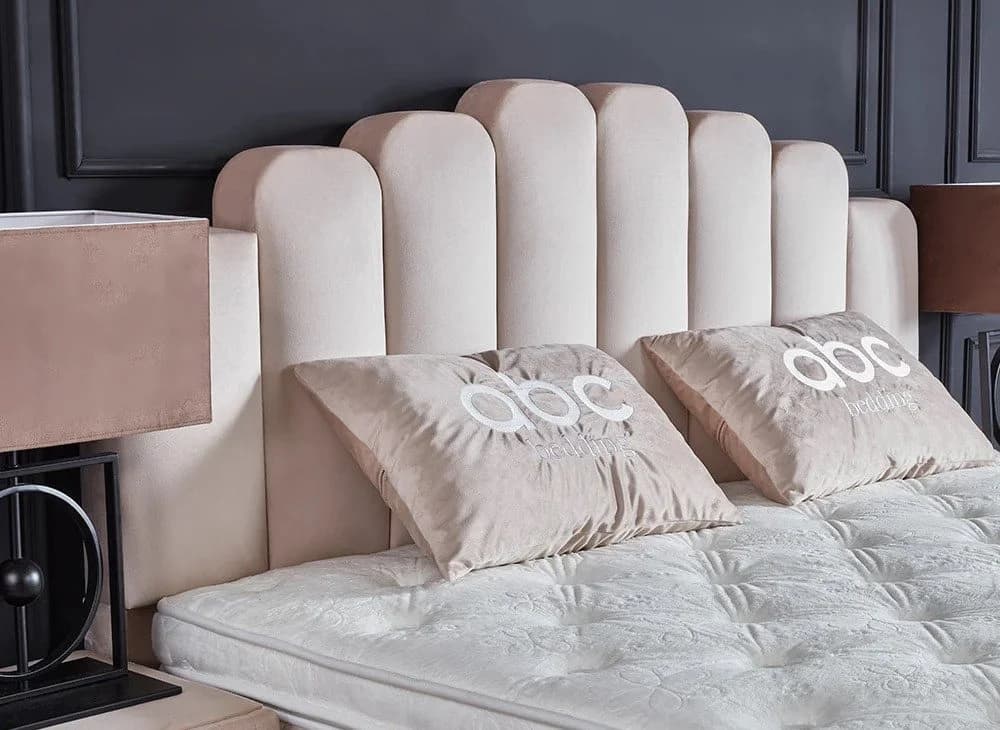 abc bedding Boxspringbett JAZZLYN Beige Samt Voll-orthopädisch mit Bettkasten - Bild 5