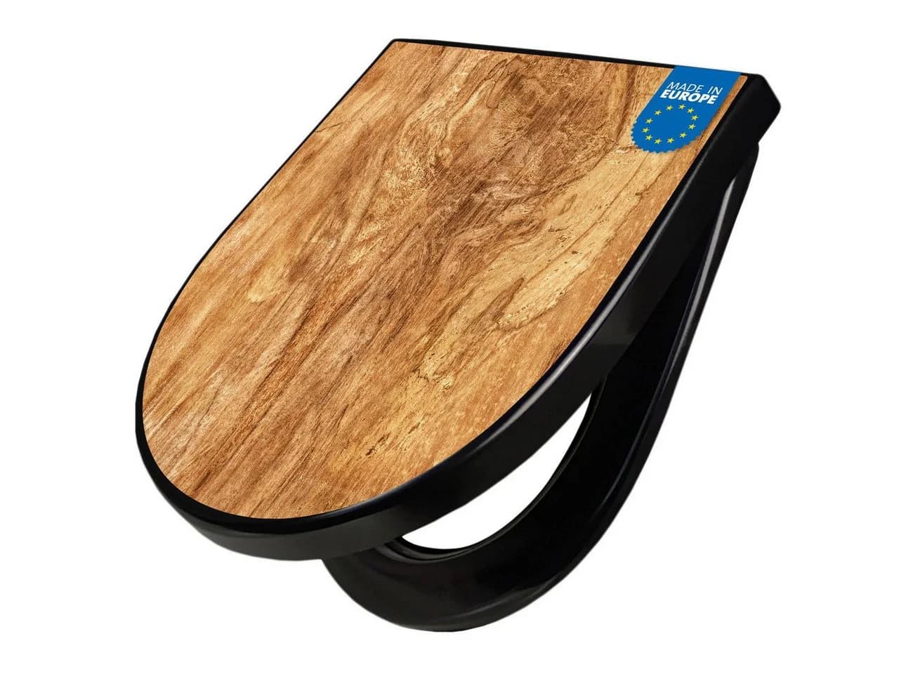 banjado WC-Sitz Premium D-Form Softclose Holzstruktur Schwarz - Bild 2