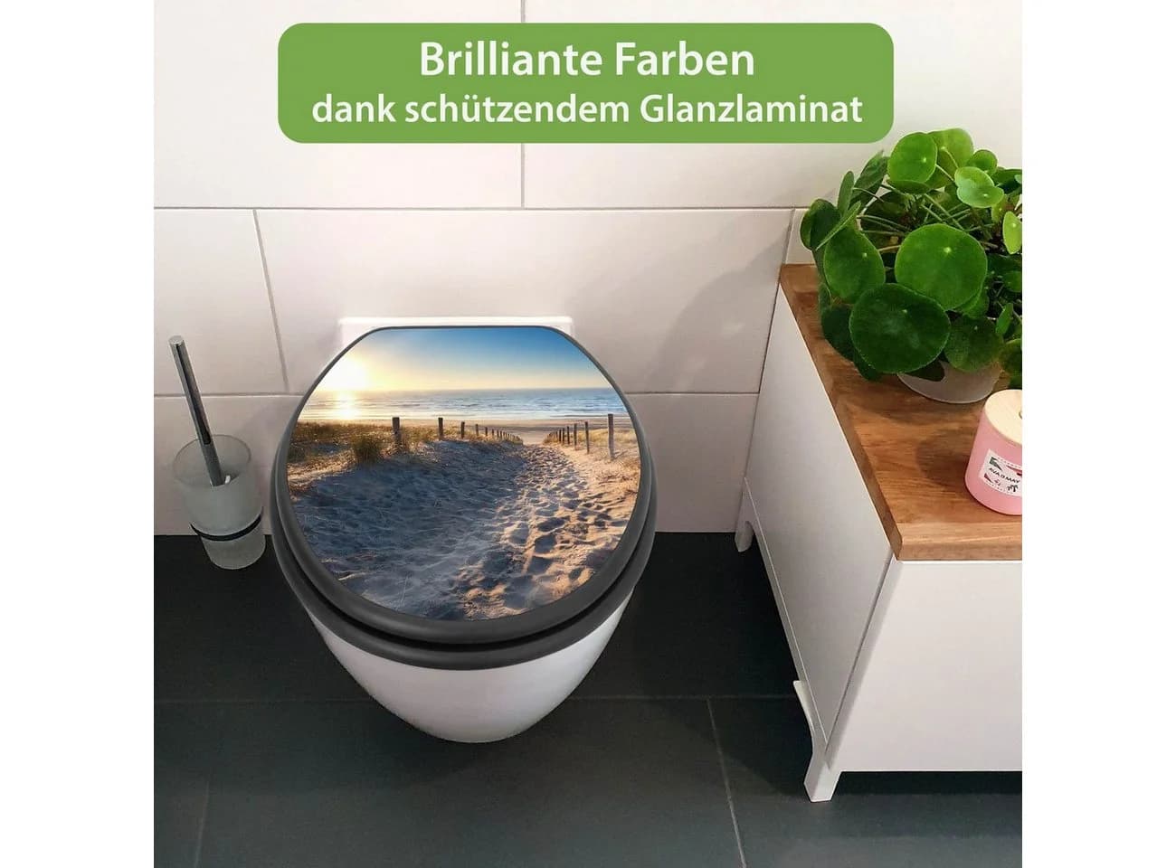 banjado WC-Sitz Anthrazit mit Absenkautomatik Motiv Nordseestrand