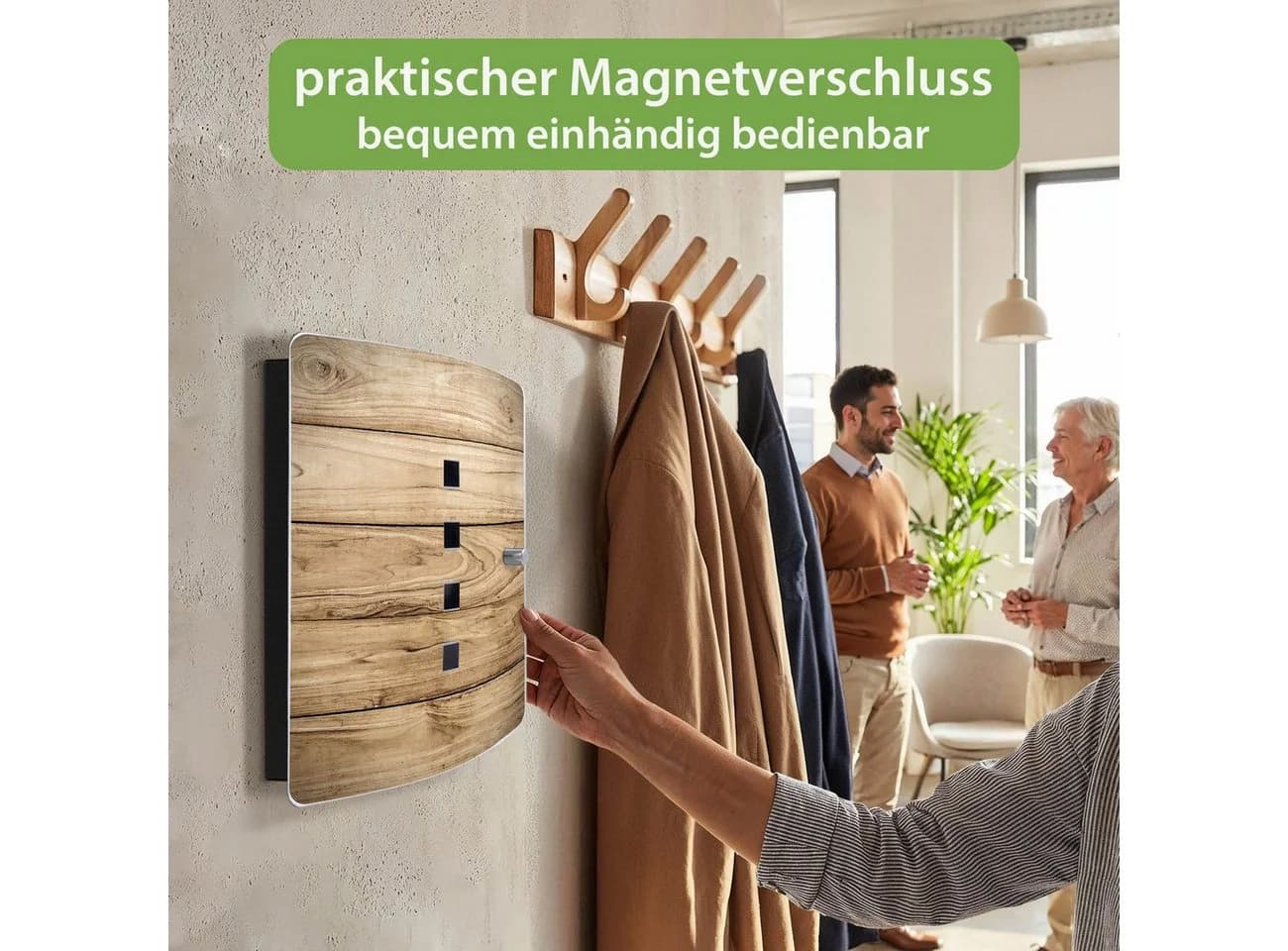 banjado Schlüsselkasten Edelstahl mit 10 Haken und Magnetverschluss - Bild 4