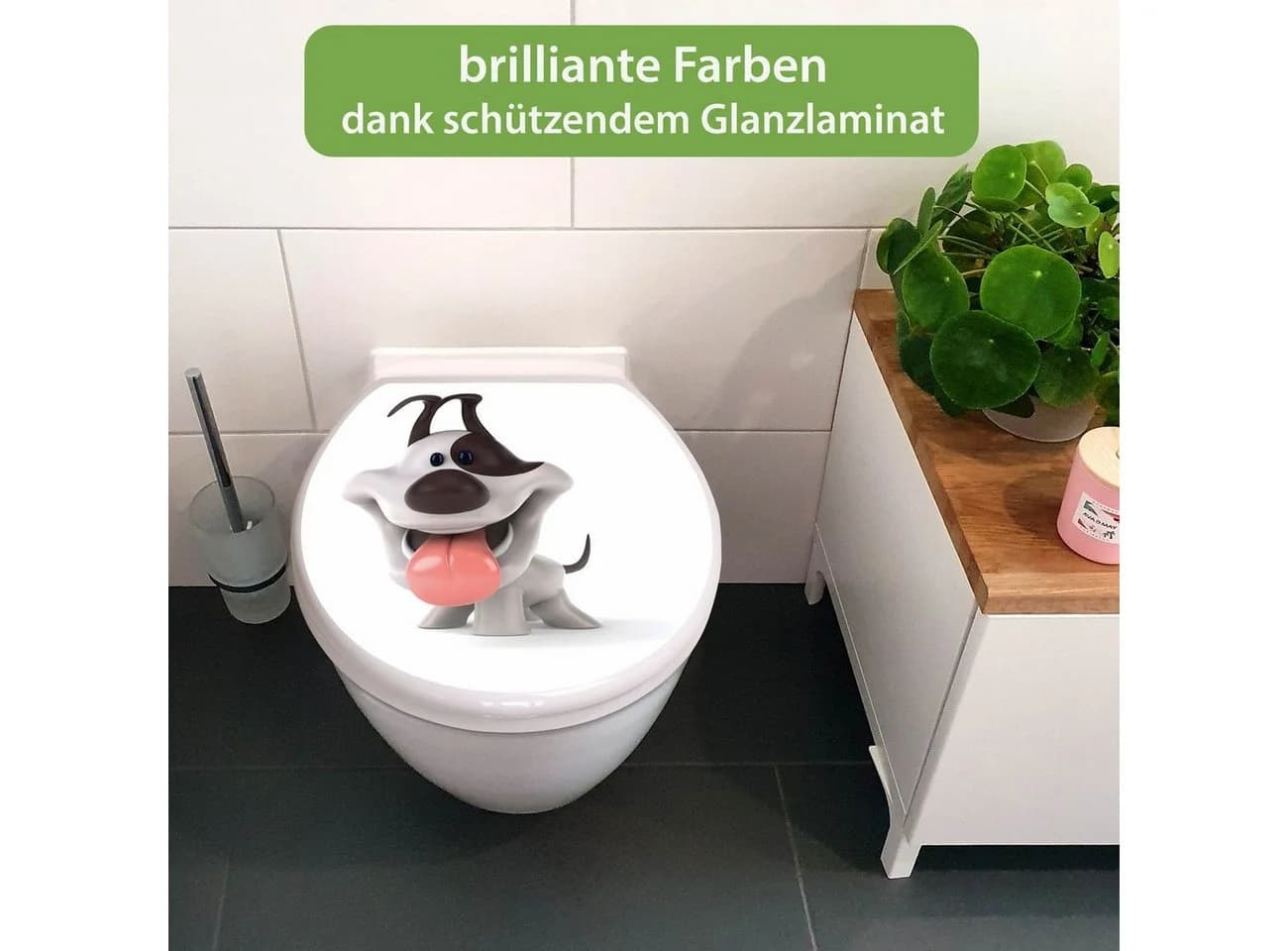 banjado WC-Sitz mit Absenkautomatik Motiv Comic-Hund Weiß