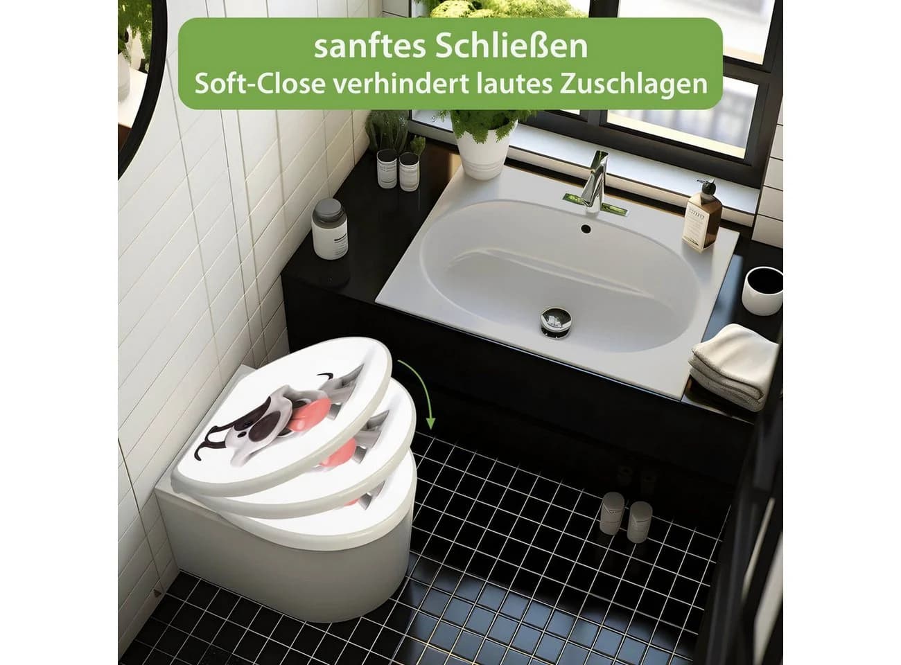 banjado WC-Sitz mit Absenkautomatik Motiv Comic-Hund Weiß - Bild 4