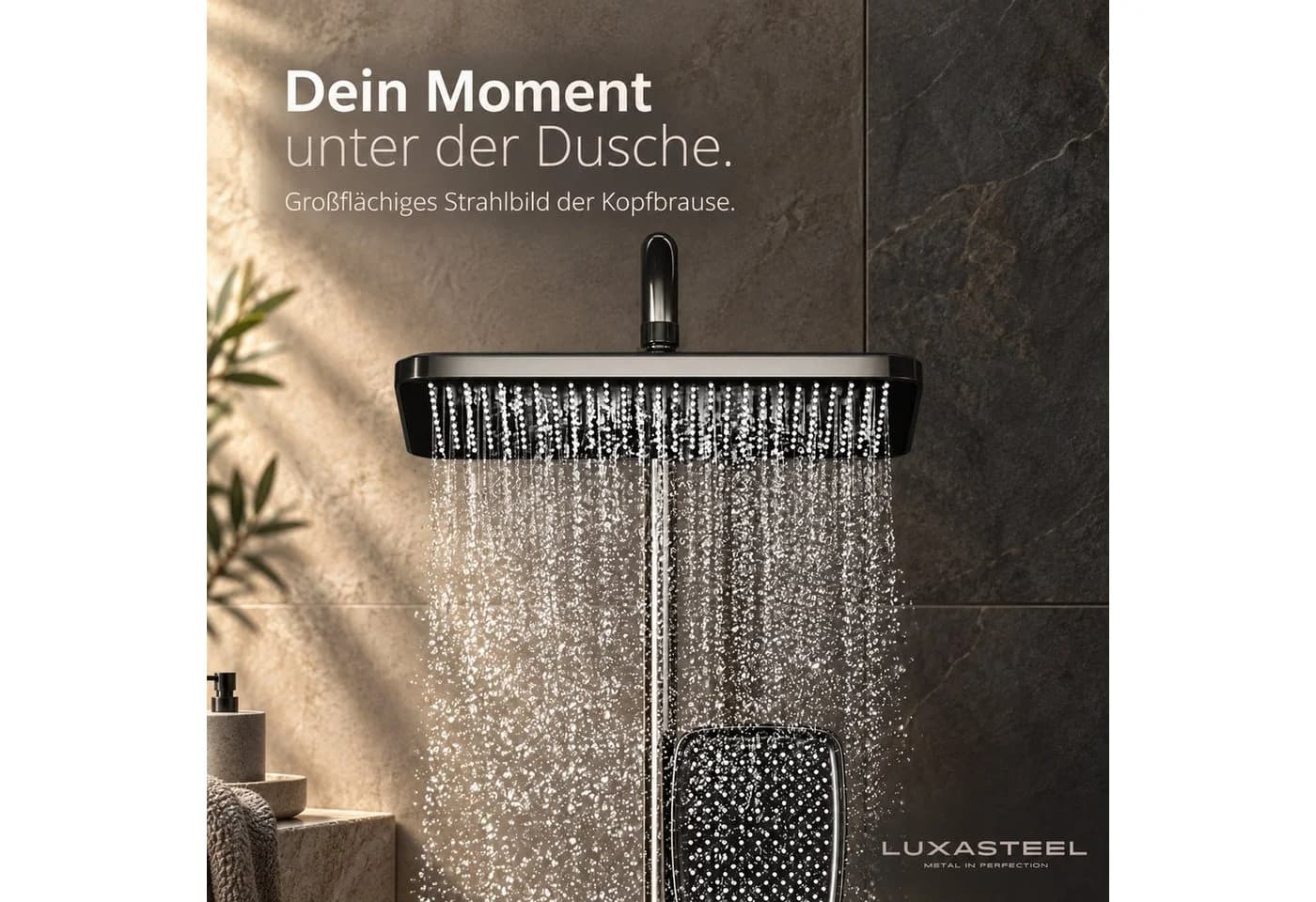 LuxaSteel Duscharmatur Duschsystem mit LED-Display & Wasserkraft Grau - Bild 3