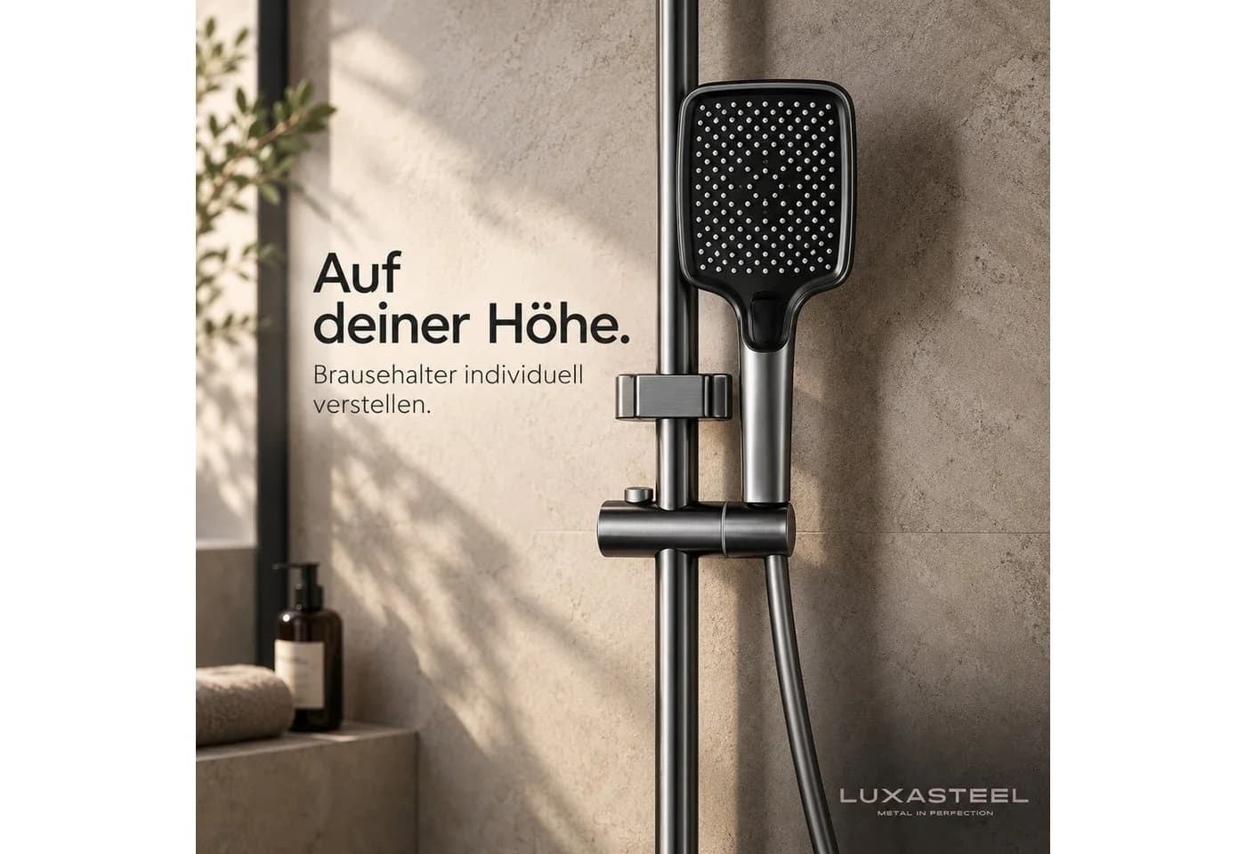 LuxaSteel Duscharmatur Duschsystem mit LED-Display & Wasserkraft Grau - Bild 4