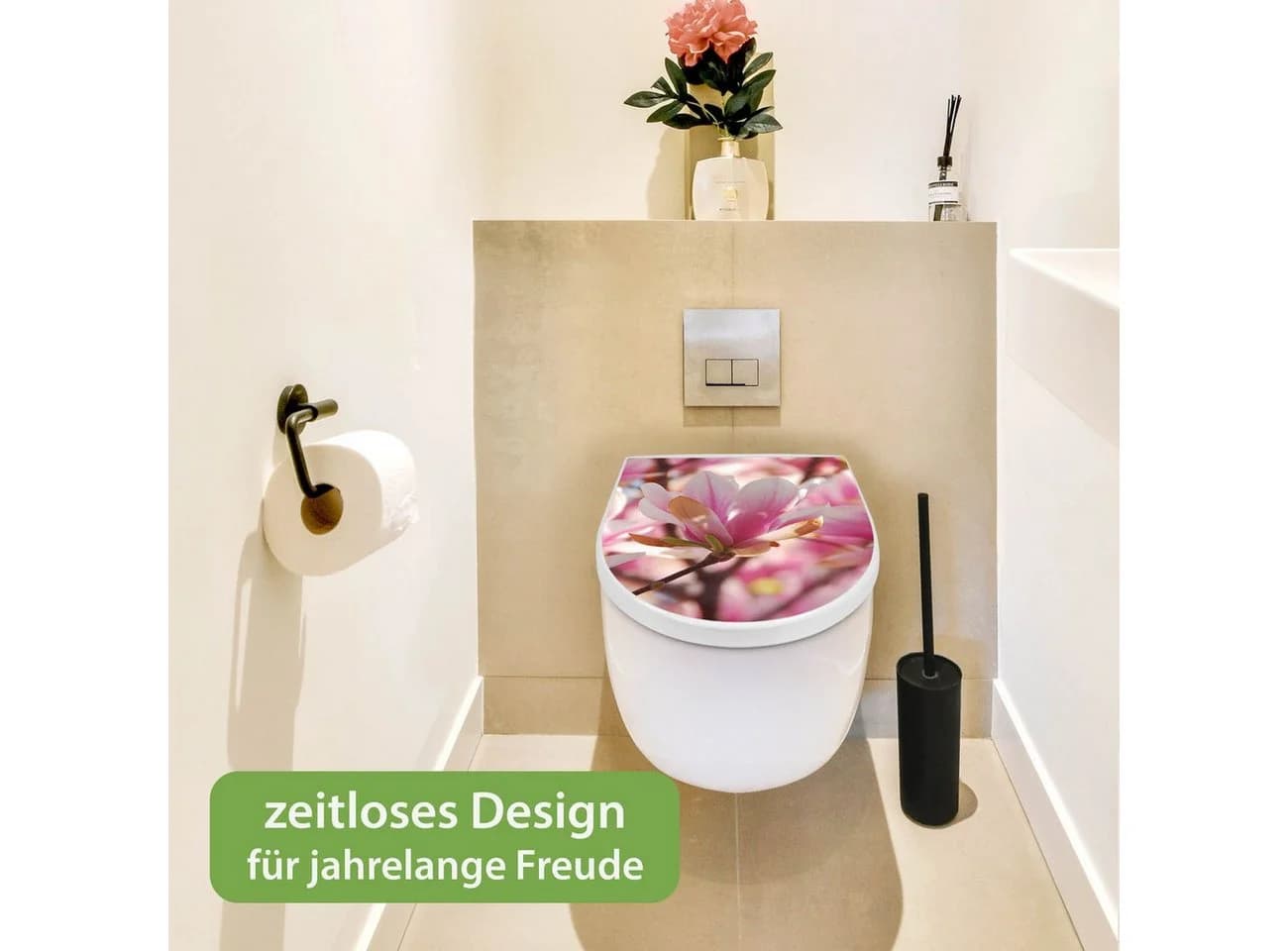 banjado WC-Sitz Premium D-Form mit Absenkautomatik Motiv Magnolia - Bild 5