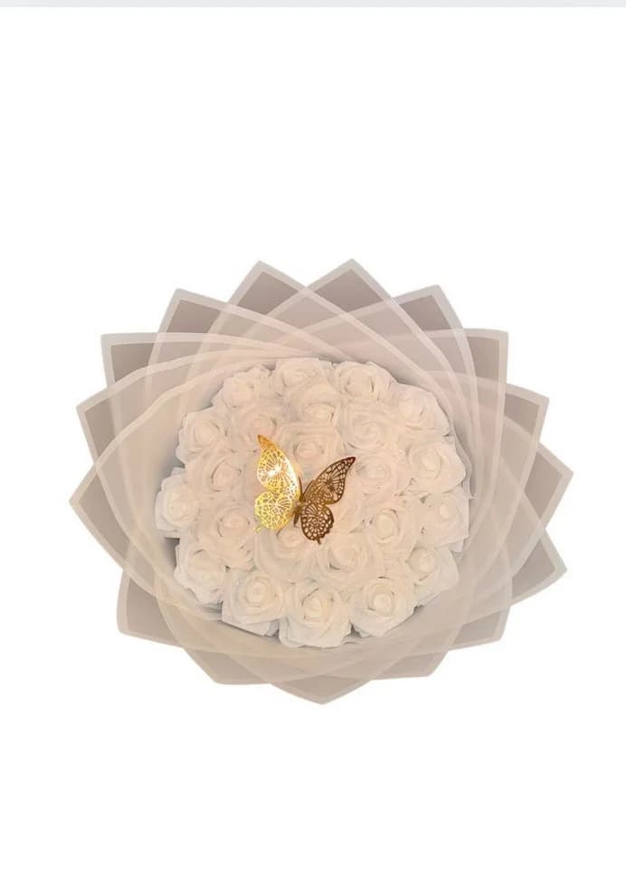 M-Diamant Kunstblumenstrauß Rosen Beige Hochwertige Deko - Bild 2