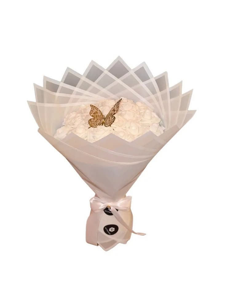 M-Diamant Kunstblumenstrauß Rosen Beige Hochwertige Deko - Bild 3