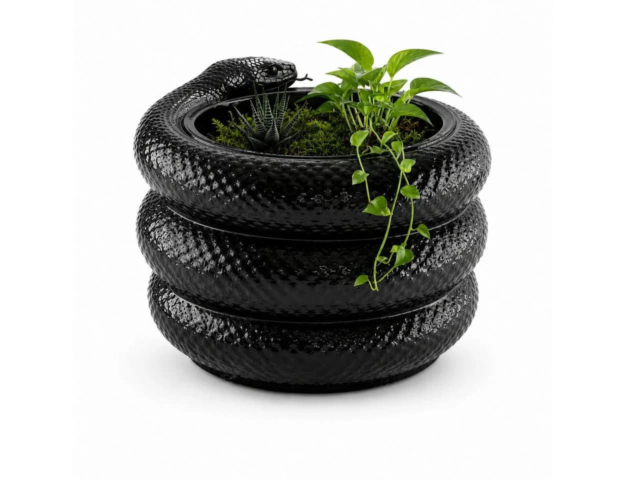 Alpha Electronics Schlangen Vase Modern Schwarz Weiß 3D Druck - Bild 2
