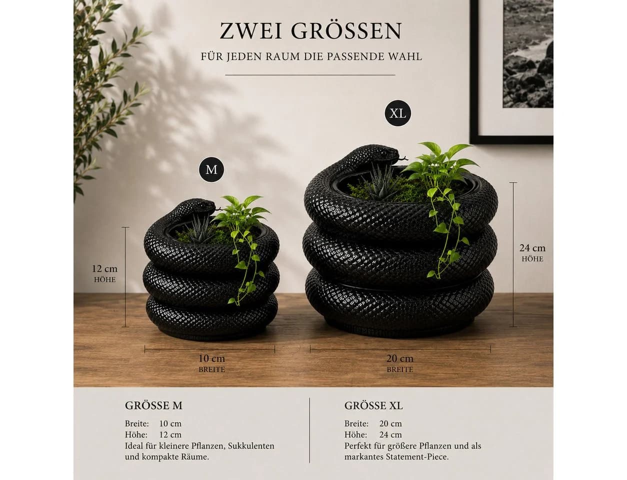 Alpha Electronics Schlangen Vase Modern Schwarz Weiß 3D Druck - Bild 4