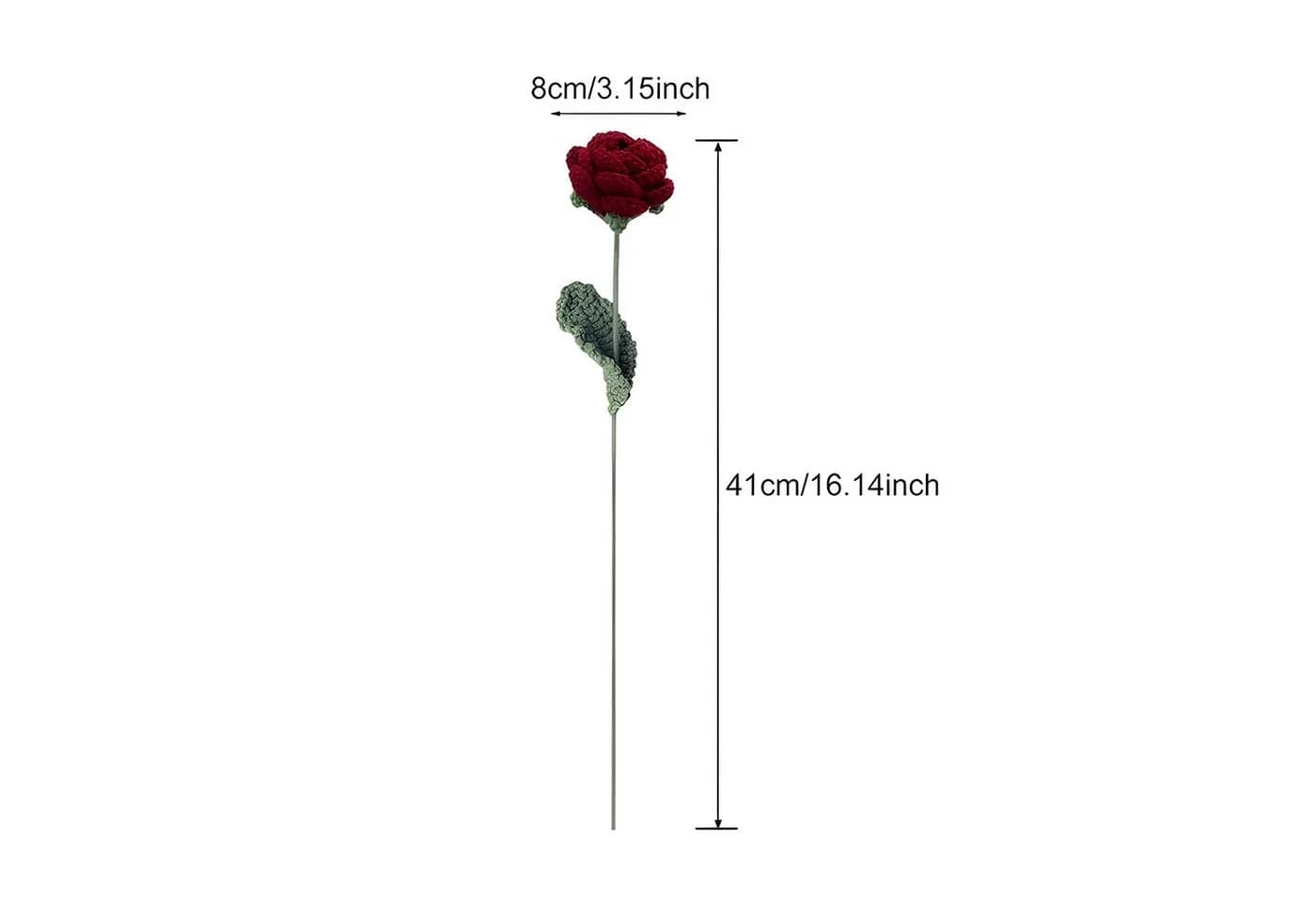 HS.SUPPLY Gestrickte Kunstrose Weinrot 41cm - Bild 5