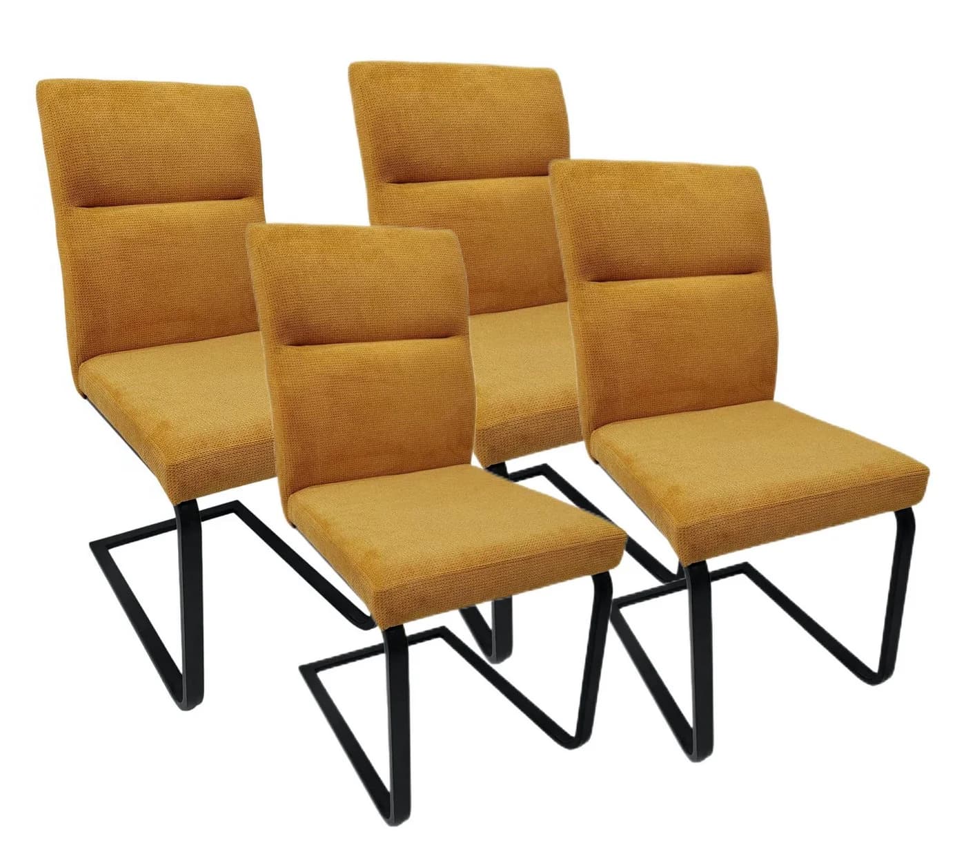 YOZI Freischwinger Esszimmerstuhl 4er Set Gelb Polyester Metall - Bild 2
