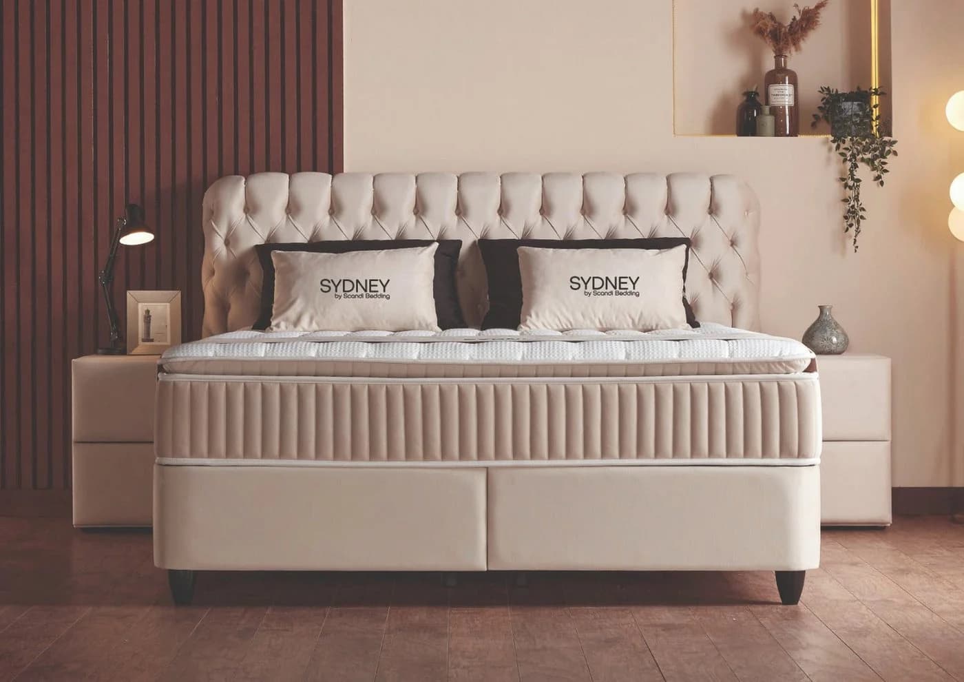 abc bedding Boxspringbett SYDNEY Beige Samt-Velours mit Bettkasten - Bild 2