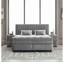ABC Bedding Boxspringbett CLARA Grau Samt mit Bettkasten und Topper Bild 2