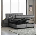ABC Bedding Boxspringbett CLARA Grau Samt mit Bettkasten und Topper Bild 4