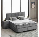 ABC Bedding Boxspringbett CLARA Grau Samt mit Bettkasten und Topper Bild 5