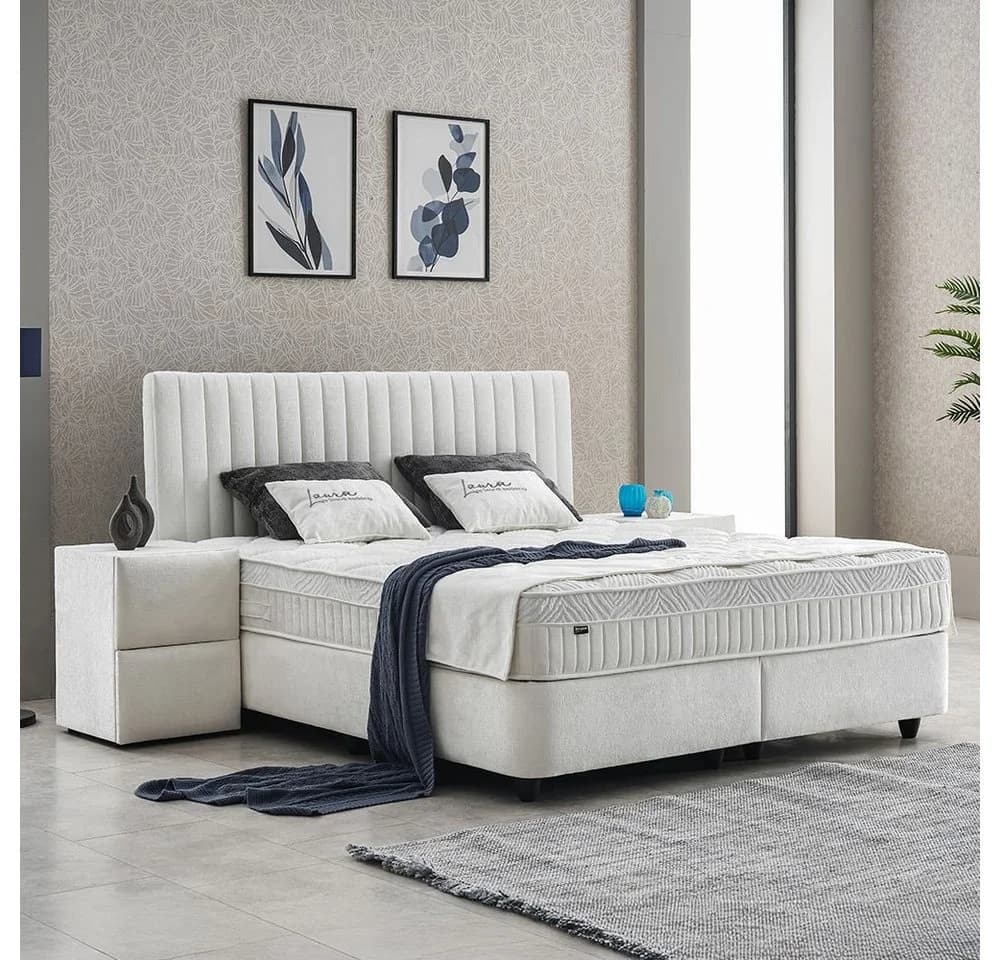 ABC Bedding Boxspringbett LAURA Creme Stoffdesign - Bild 3