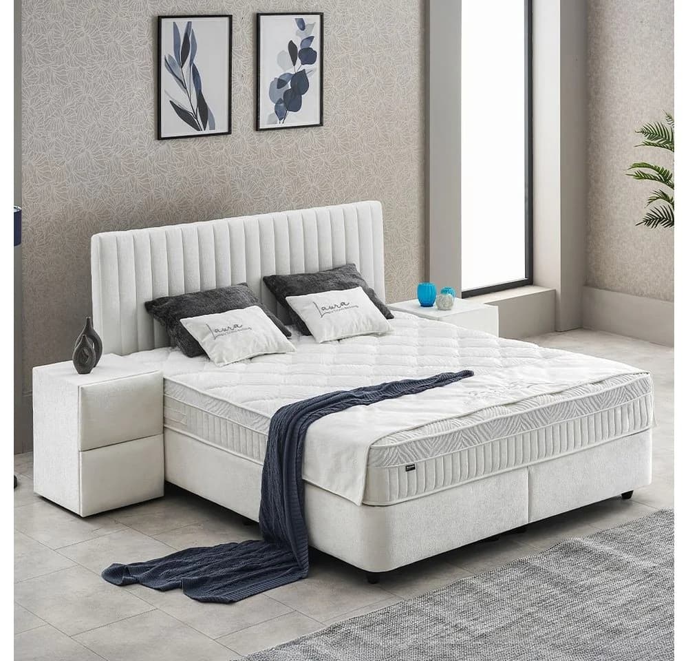 ABC Bedding Boxspringbett LAURA Creme Stoffdesign - Bild 5