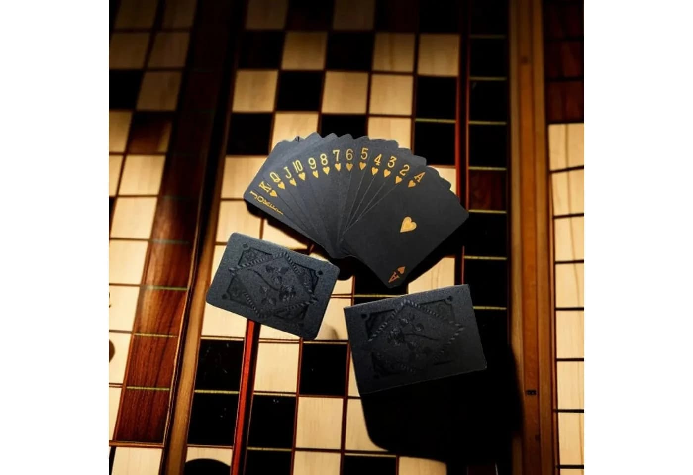 HS.SUPPLY Designer Pokerkarten Schwarz-Gold Wasserdicht 52+2 Karten - Bild 5