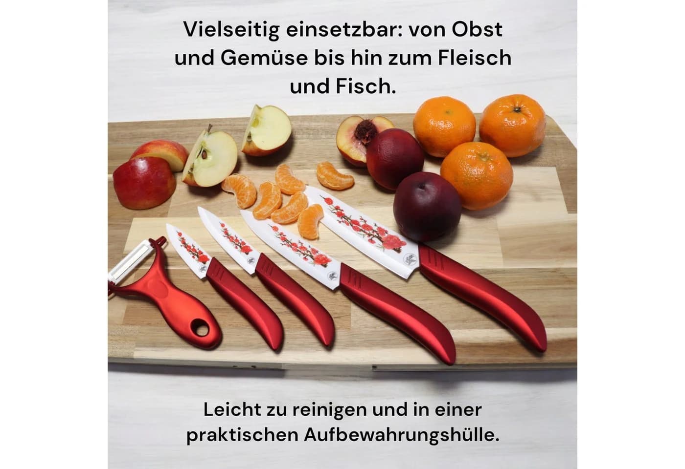 S-HubOla Keramik Messer Set 5-tlg. Sakura Rot - Bild 3