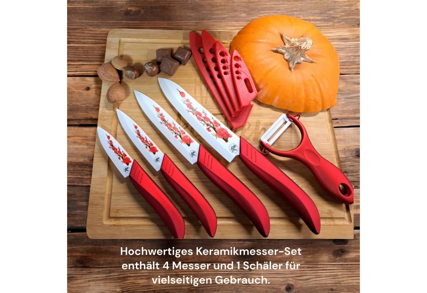 S-HubOla Keramik Messer Set 5-tlg. Sakura Rot - Bild 5