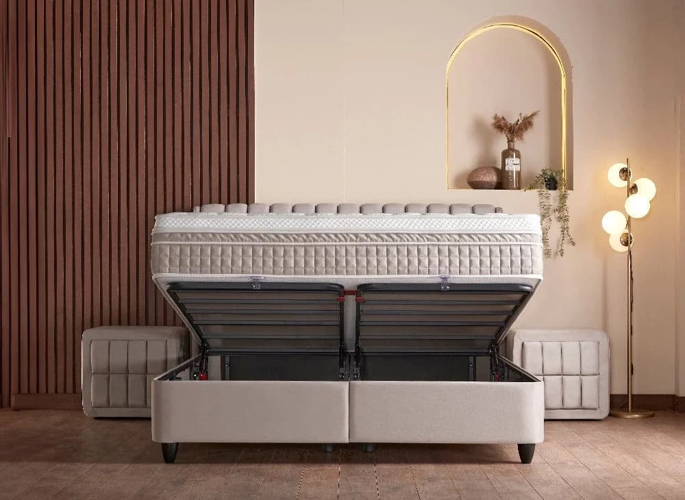 abc bedding Boxspringbett BRISTOL Beige mit Bettkasten & Matratze - Bild 3