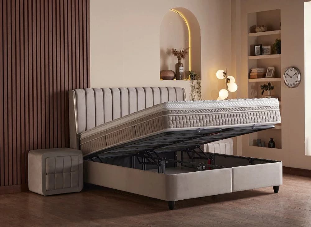 abc bedding Boxspringbett BRISTOL Beige mit Bettkasten & Matratze - Bild 4