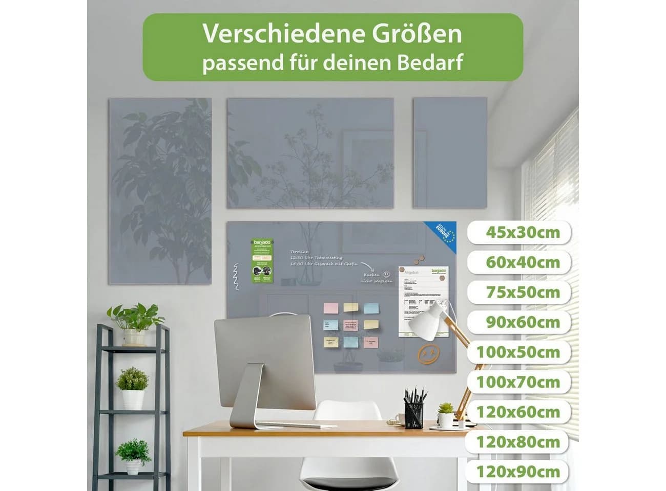 banjado Magnettafel aus Glas Schiefergrau - Bild 5