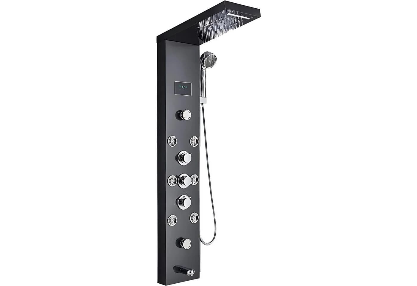 LuxaSteel Duscharmatur Regendusche Schwarz mit LED & Wasserfall - Bild 2