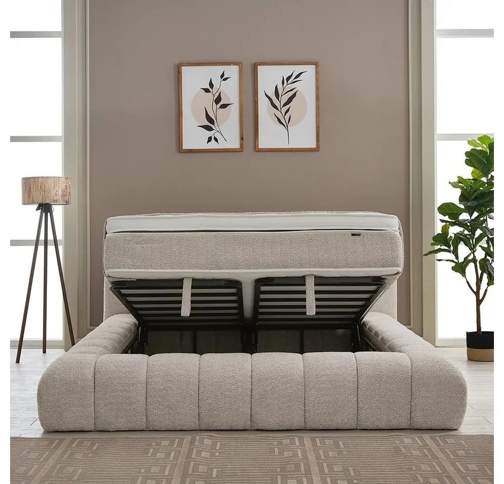 ABC Bedding Boxspringbett RAINA Beige/Braun mit Bettkasten - Bild 3