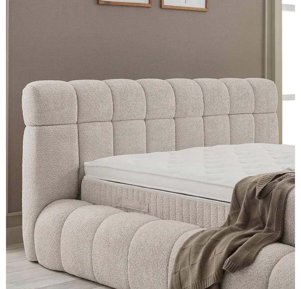 ABC Bedding Boxspringbett RAINA Beige/Braun mit Bettkasten - Bild 4