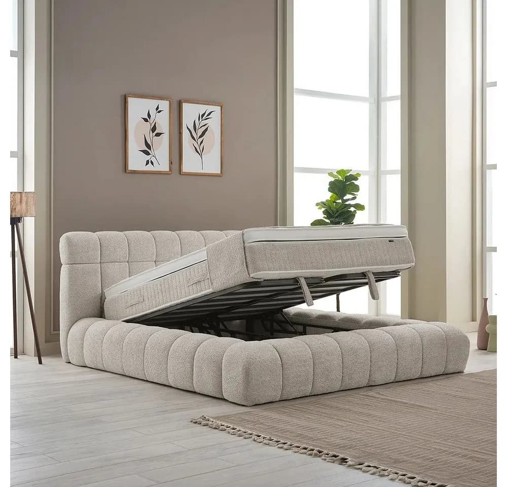ABC Bedding Boxspringbett RAINA Beige/Braun mit Bettkasten - Bild 5