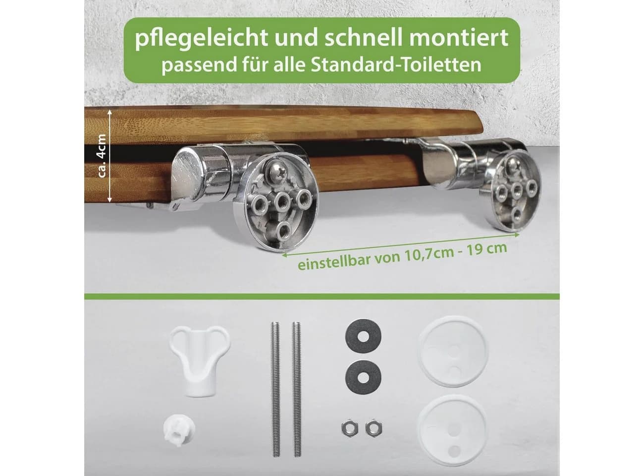 banjado WC-Sitz Bambus Absenkautomatik Alte Tapeten Braun - Bild 4