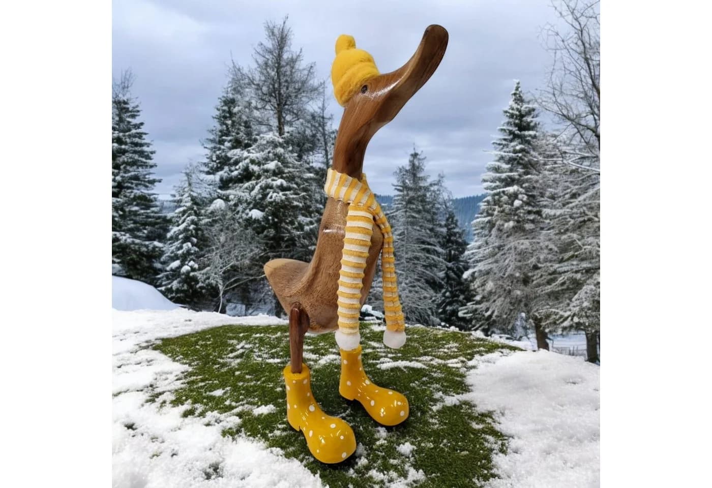 Kinaree Dekofigur Holzente Gelb mit Schal - Bild 3