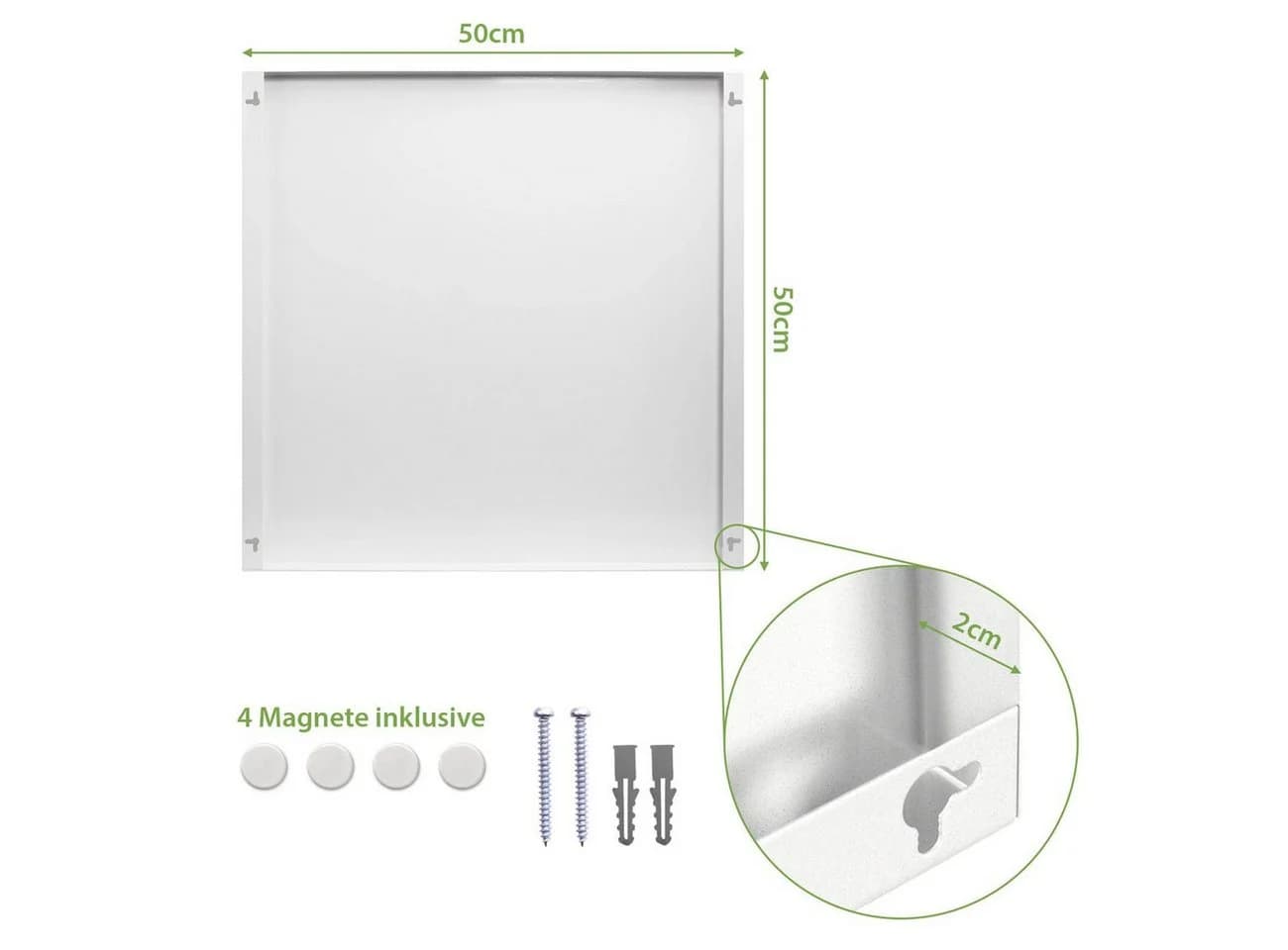 banjado Magnettafel Stahl Quadratisch Bambusholz Weiß - Bild 3