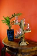 Kinaree Kerzenständer Baum Akazienholz mit Glaskuppeln Handgefertigt Bild 2