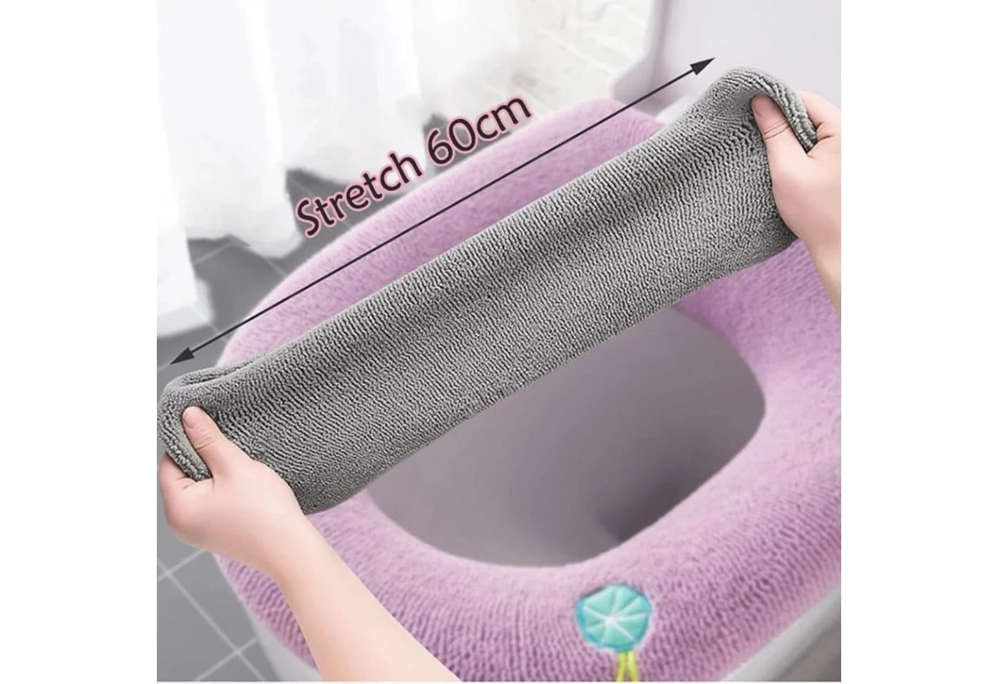Norvéa Home WC-Deckelbezug Grau Universell Waschbar Kuschelweich - Bild 5