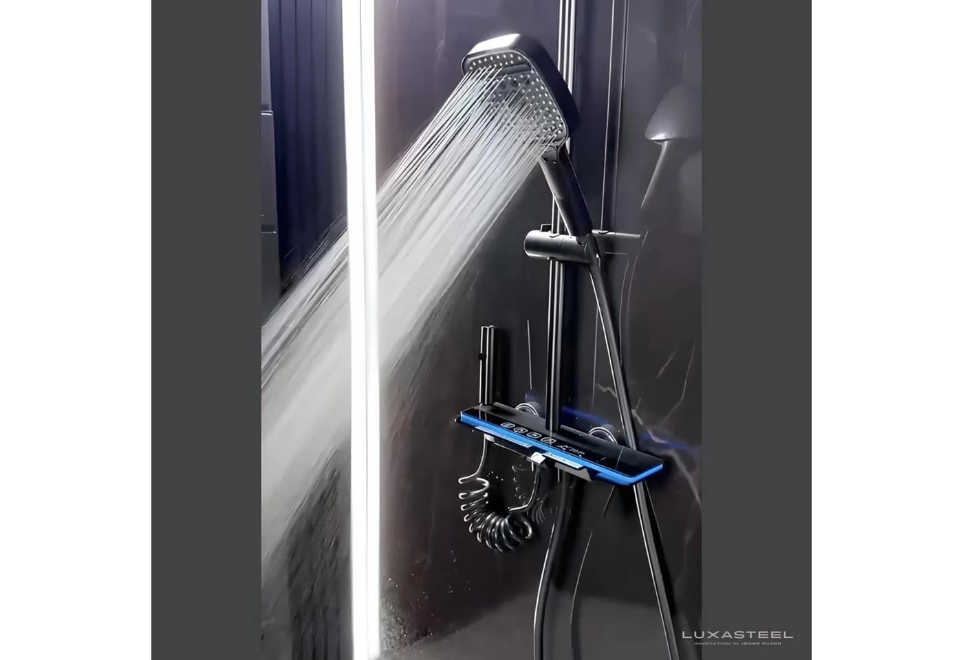LuxaSteel Duscharmatur Duschsystem mit LED-Beleuchtung & Display Grau - Bild 5