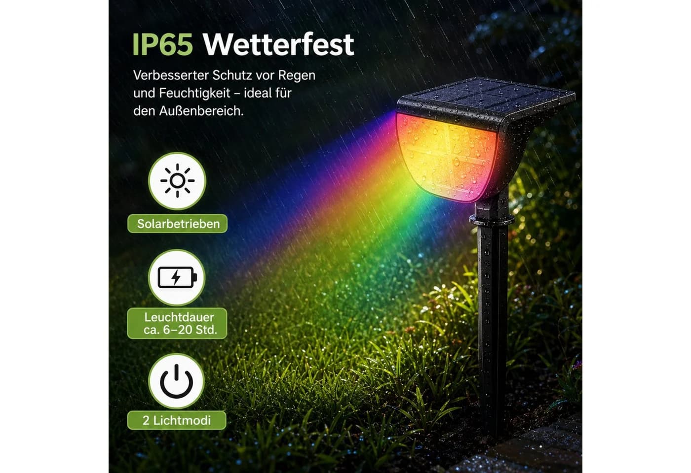 HS.SUPPLY LED Solar Gartenleuchte IP65 mit Erdspieß & Wandhalterung