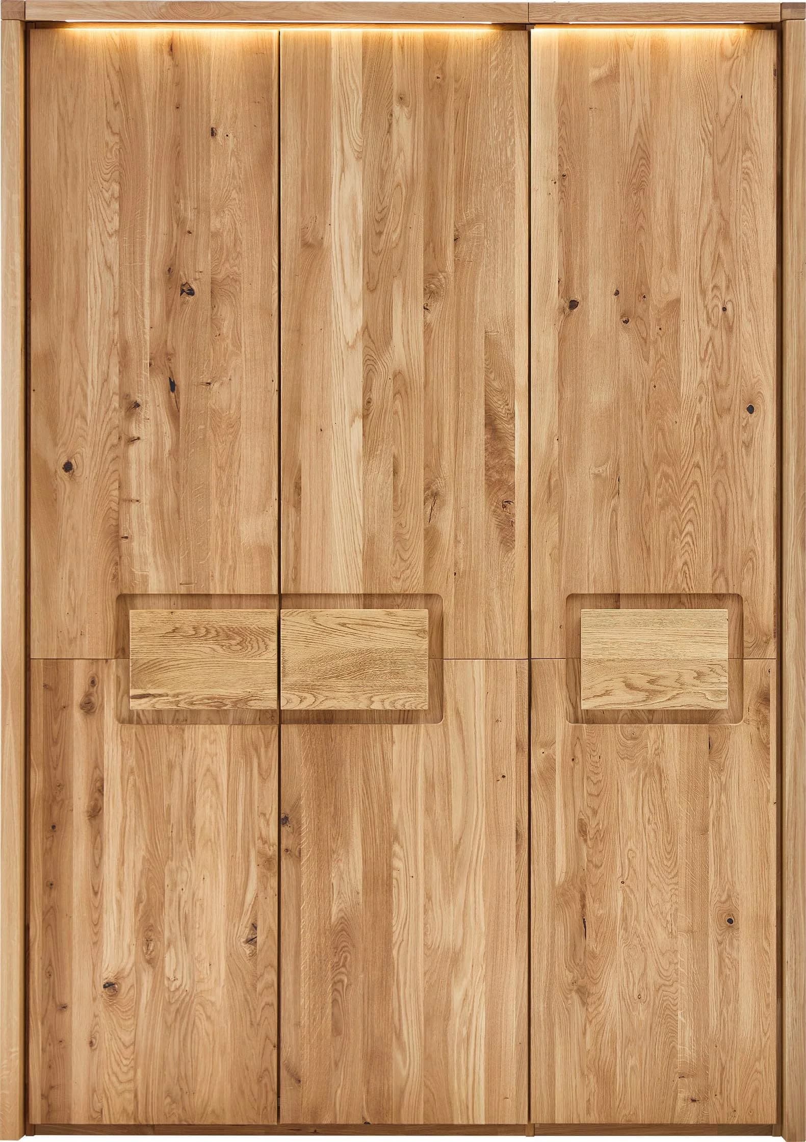 Home Affaire Kleiderschrank Ambroise Wildeiche Massivholz mit LED-Passepartout