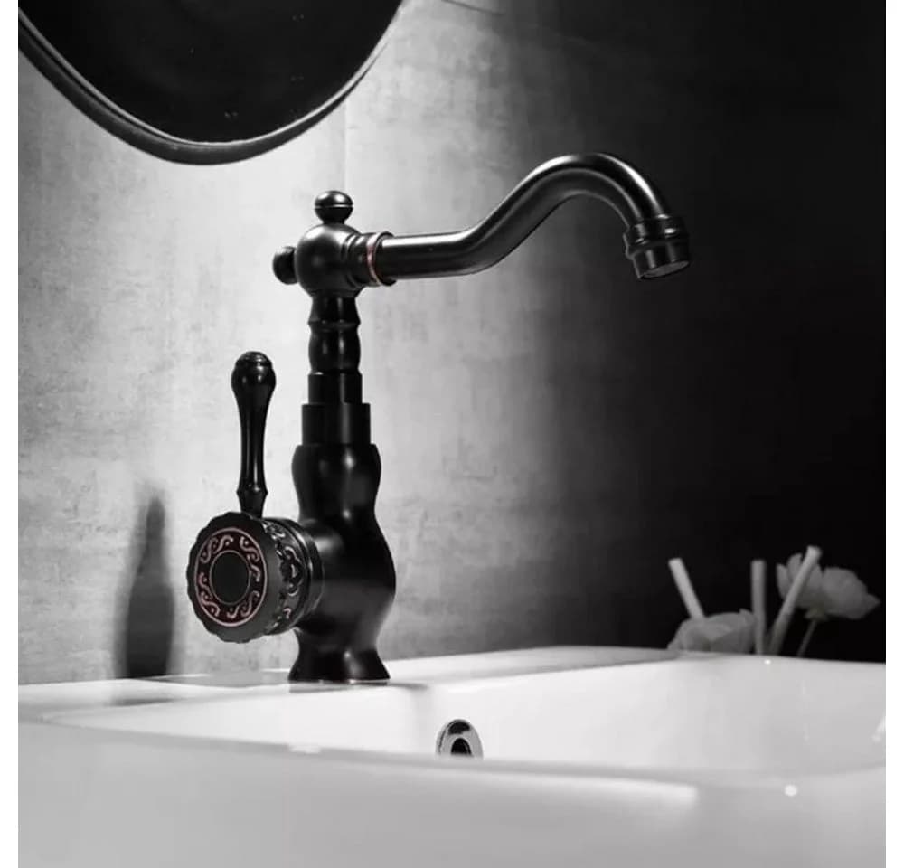 Kinaree Badarmatur Retro Messing Wasserhahn KARUL Schwarz - Bild 2