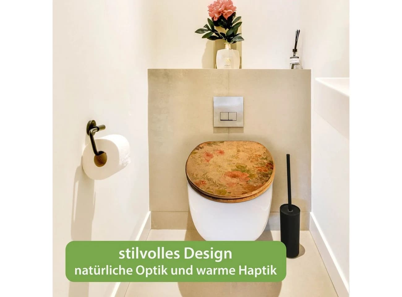 banjado WC-Sitz Bambus Absenkautomatik Blumen Antik - Bild 5