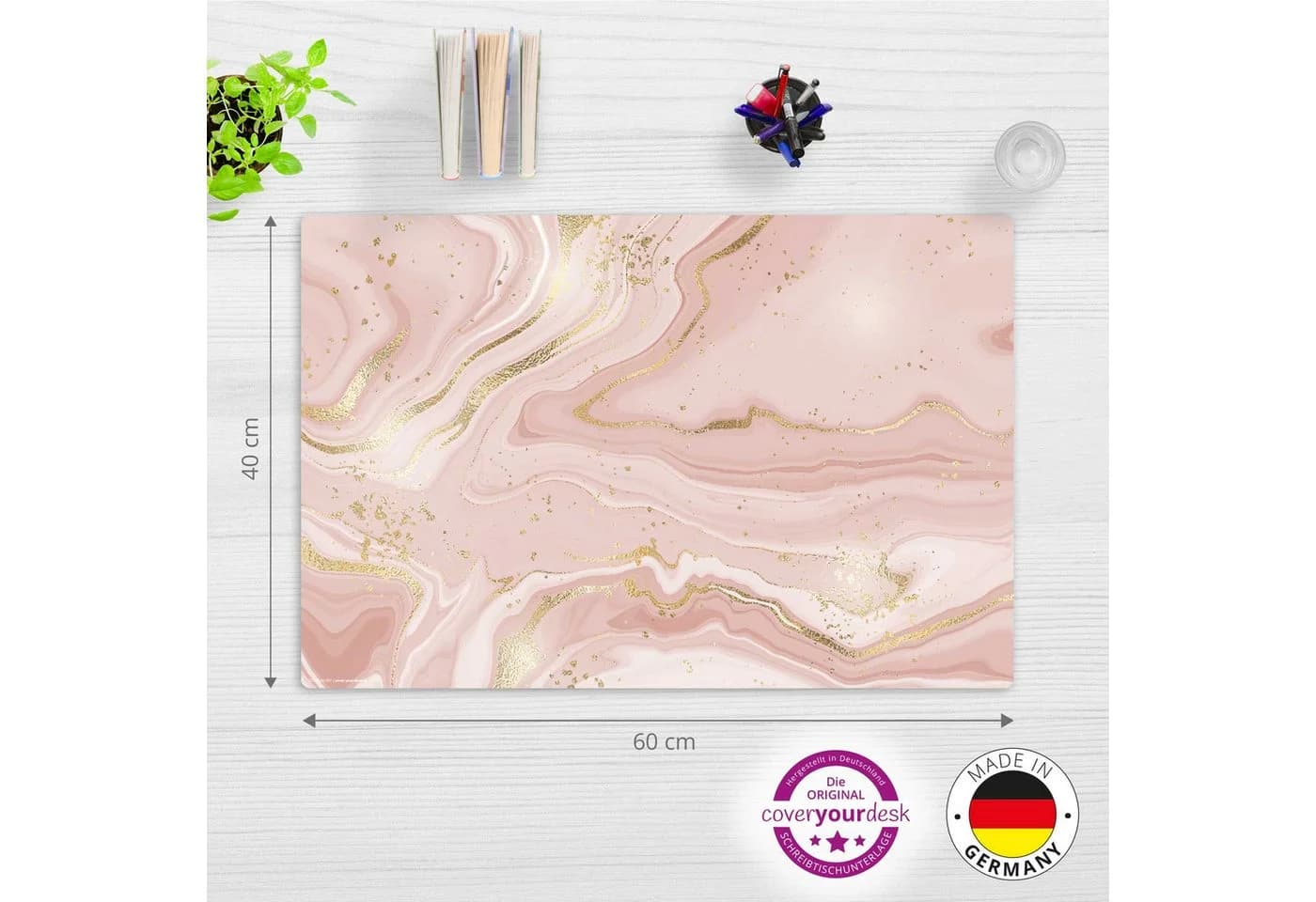 cover-your-desk.de Schreibtischunterlage Rosa Marmor Gold Premium Vinyl - Bild 3