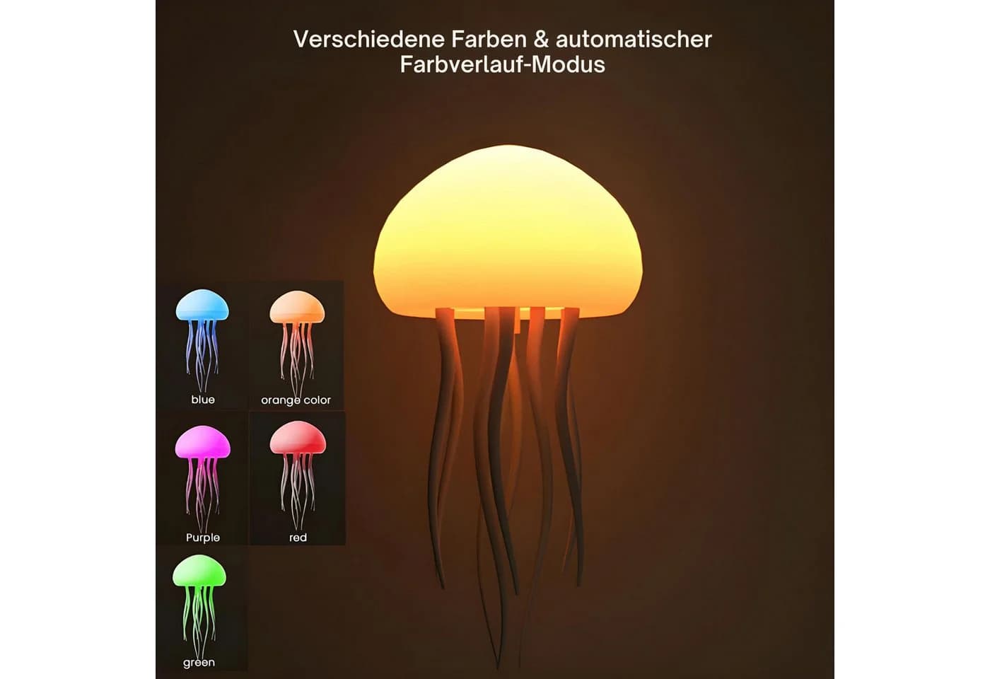 HS.SUPPLY LED Nachttischlampe Jellyfish Lampe RGB Musikmodus - Bild 3