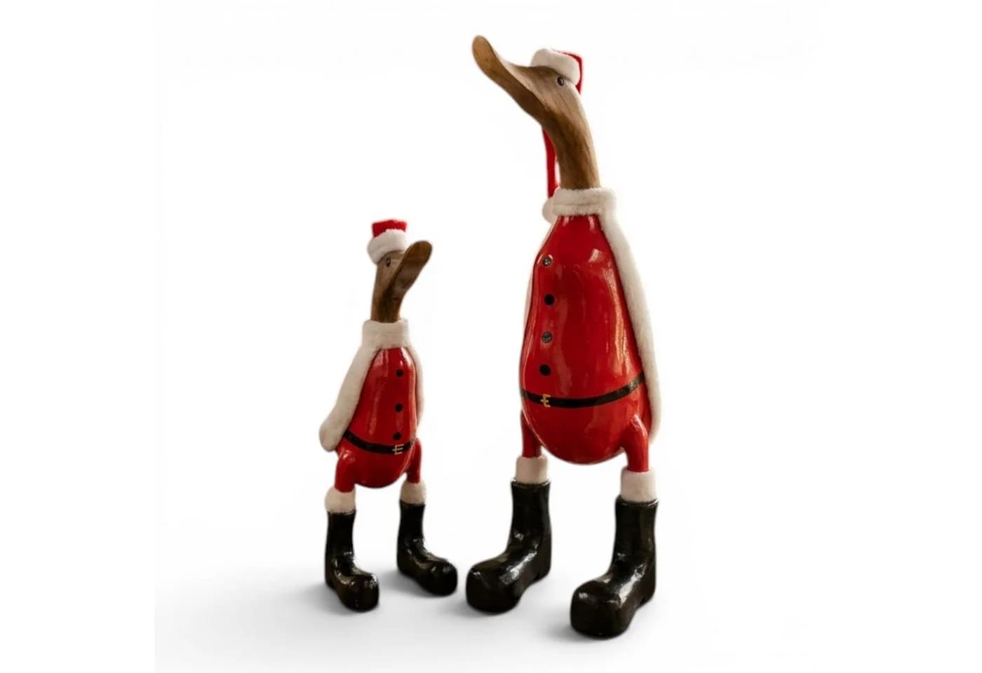 Kinaree Dekofigur Holzente Weihnachtsmann handbemalt Bambus Holz - Bild 2