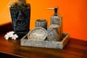 Kinaree Seifenspender Set Marmor Dunkel 5-tlg. Badezimmer Bild 4