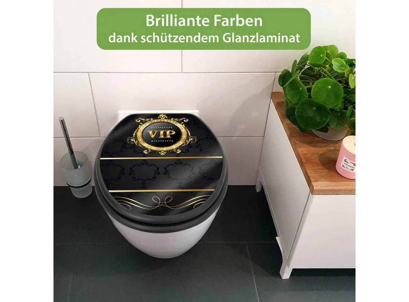 banjado WC-Sitz Anthrazit VIP Motiv mit Absenkautomatik