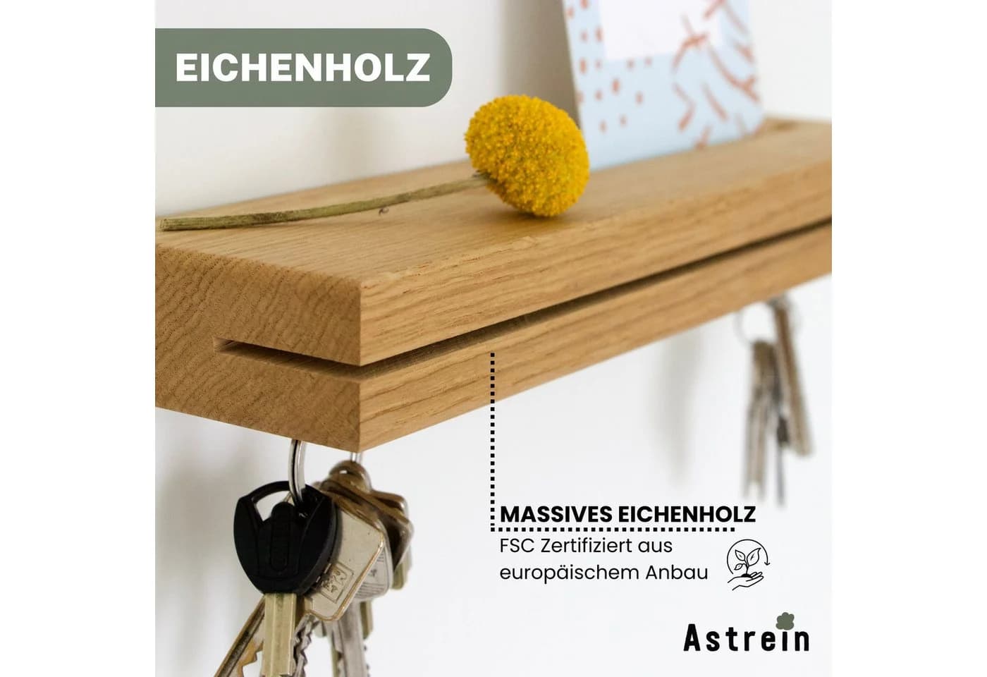 Astrein Schlüsselbrett Eiche Magnetisch
