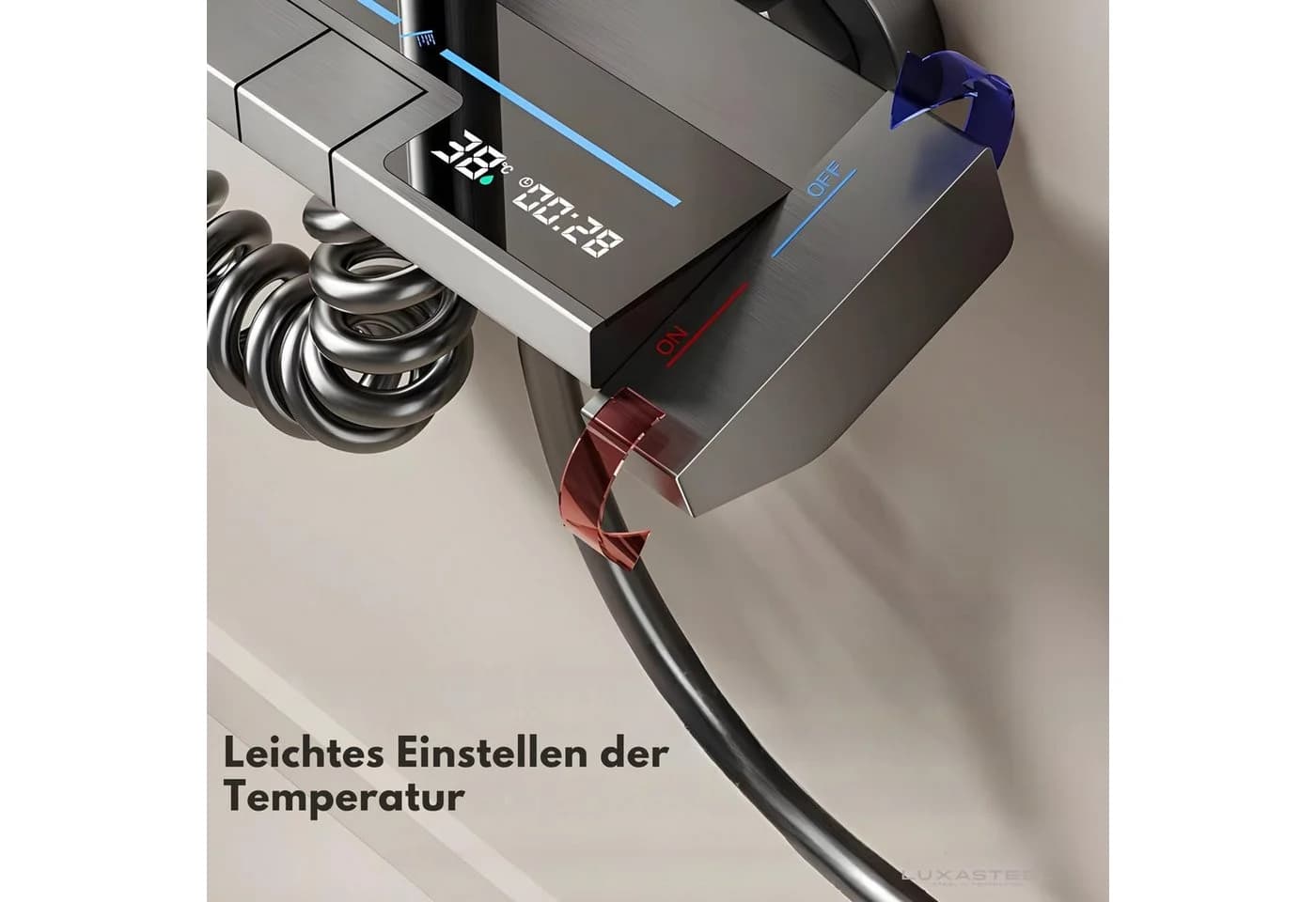 LuxaSteel Thermostat Duschsystem Grau mit Regendusche & LED-Display - Bild 3