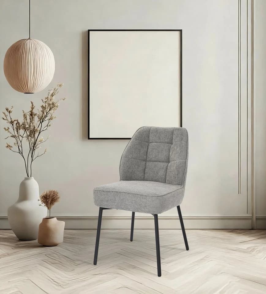 YOZI Esszimmerstuhl Polsterstuhl Beige/Grau Taschenfederkern Metallbeine